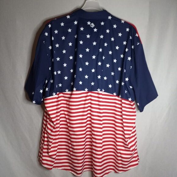 Ocean Coast Shirt Men's 3XL Patriotic Red White & Blue Button Down Short Sleeve - Picture 2 of 9
